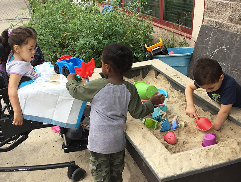 Children playing in the sand box